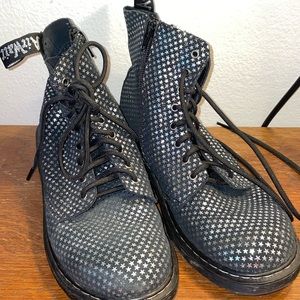Dr. Marten’s boots black with silver star design, size 8 women’s EU38